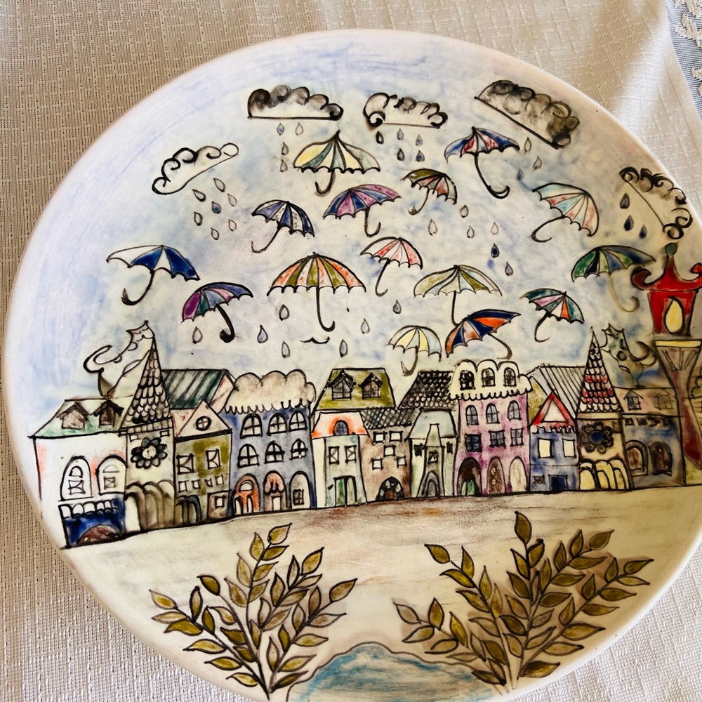 Hand made Wall art decor plate , hand painted Turkish tile art